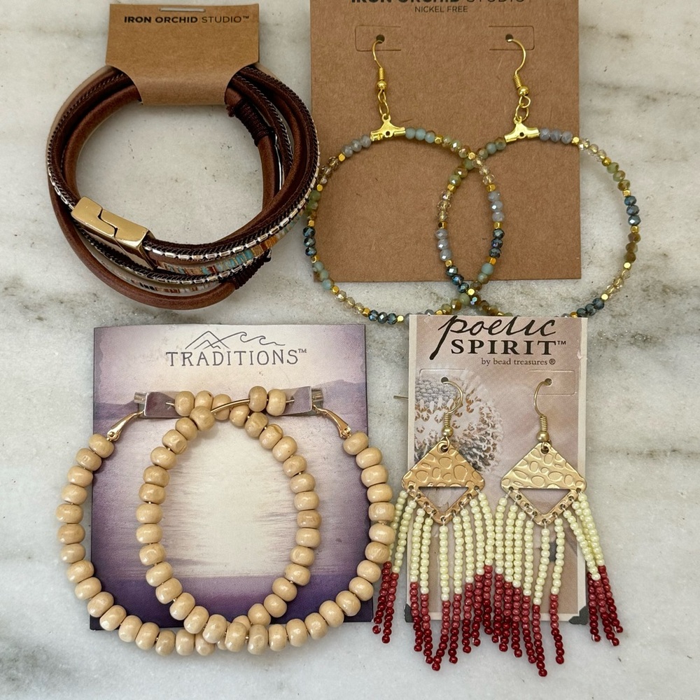 NEW Boho Southwestern Curated Coordinated Jewelry Earrings Bracelet Mixed LOT